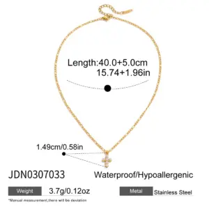 Stainless Steel Gold-Tone Cross Necklace for Women 13 S9c4a04f3dfad4cc29bf6baa377cb2c715