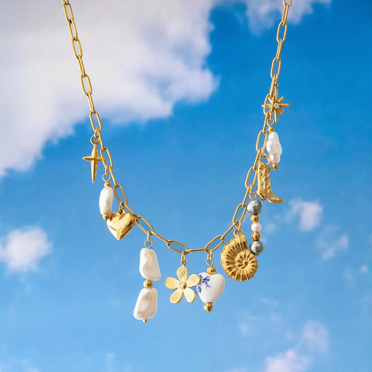 Stainless Steel Charm Necklace JDN0303032 6 Stainless Steel Charm Necklace JDN0303032 - Image 6