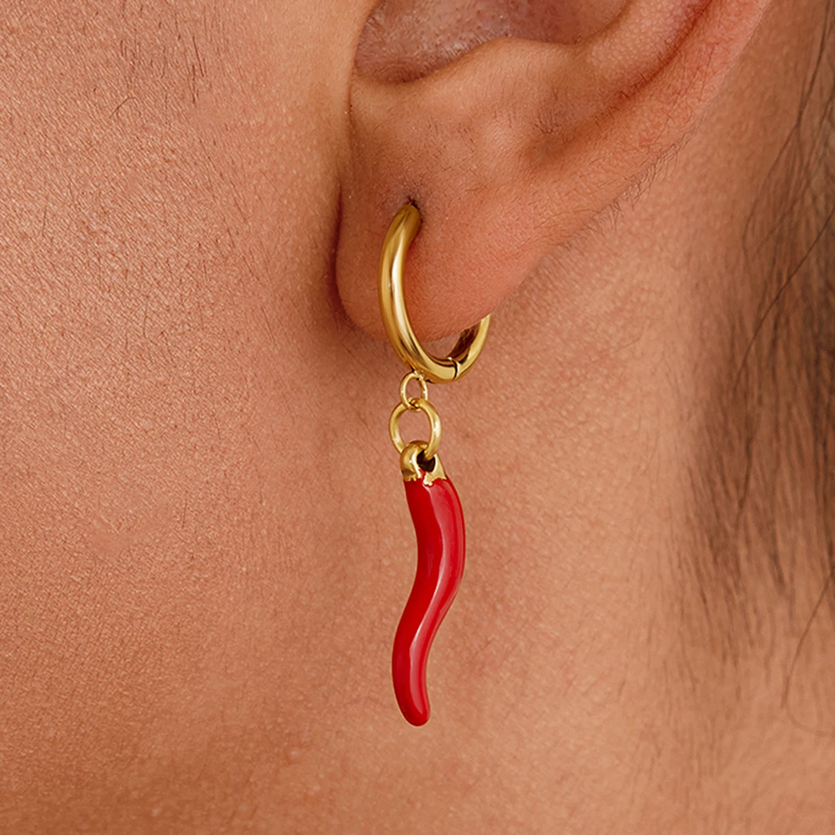 Vibrant Red Chili Pepper Stainless Steel Earrings 3 Vibrant Red Chili Pepper Stainless Steel Earrings - Image 3
