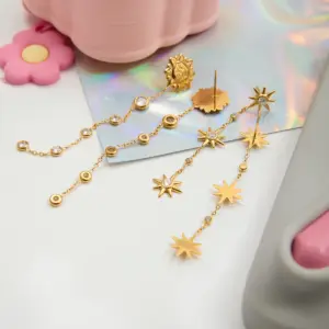 Gold Sun and Star Earrings in Stainless Steel 11 S9c8ba80dd4ab41f488dd4d8c9308d195l