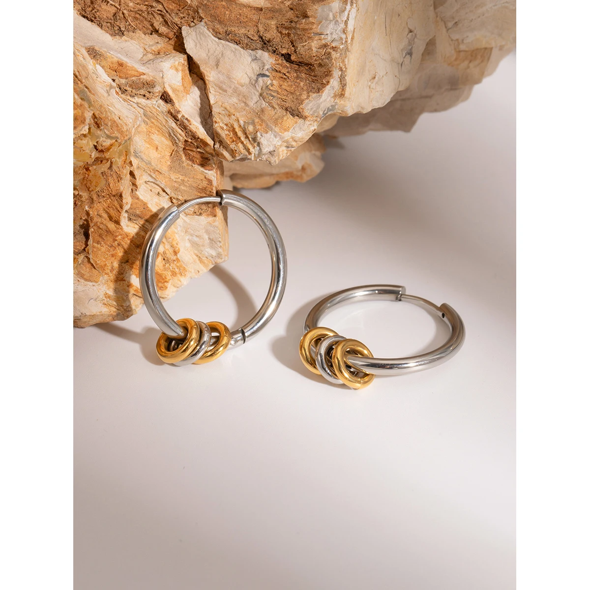 Stainless Steel Gold Hoop Earrings 4 Stainless Steel Gold Hoop Earrings - Image 4