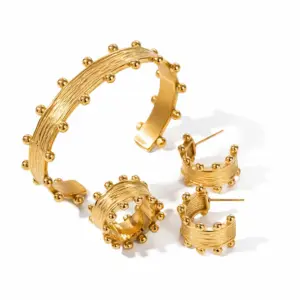 Elegant Gold-Finish Stainless Steel Jewelry Set