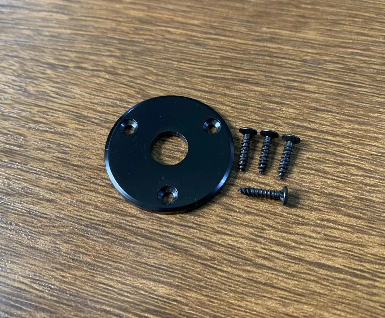 Round Metal Guitar & Bass Jack Plate in Chrome or Black 6 Round Metal Guitar & Bass Jack Plate in Chrome or Black - Image 6