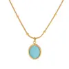 Blue Opal Necklace with Stainless Steel Chain