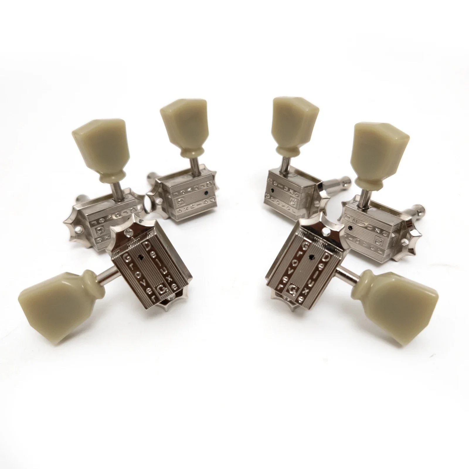 Vintage Chrome Guitar Tuner Set with Ivory Heads 3 Vintage Chrome Guitar Tuner Set with Ivory Heads - Image 3