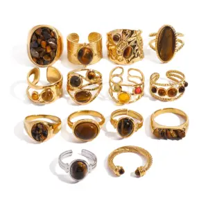 Elegant Gold-Toned Adjustable Stainless Steel Ring 15 S9da16a08b27f4fac8ae337a40cce2256K