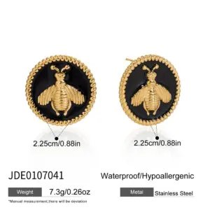 Stainless Steel Gold-Coated Bee Earrings 13 S9dbe9ae97ccf442c813c4d33f11b9a4bW
