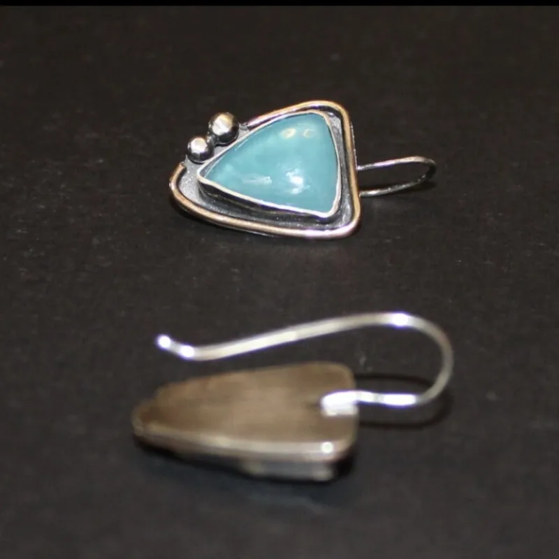 Vintage Green Triangle Earrings for Women 3 Vintage Green Triangle Earrings for Women - Image 3