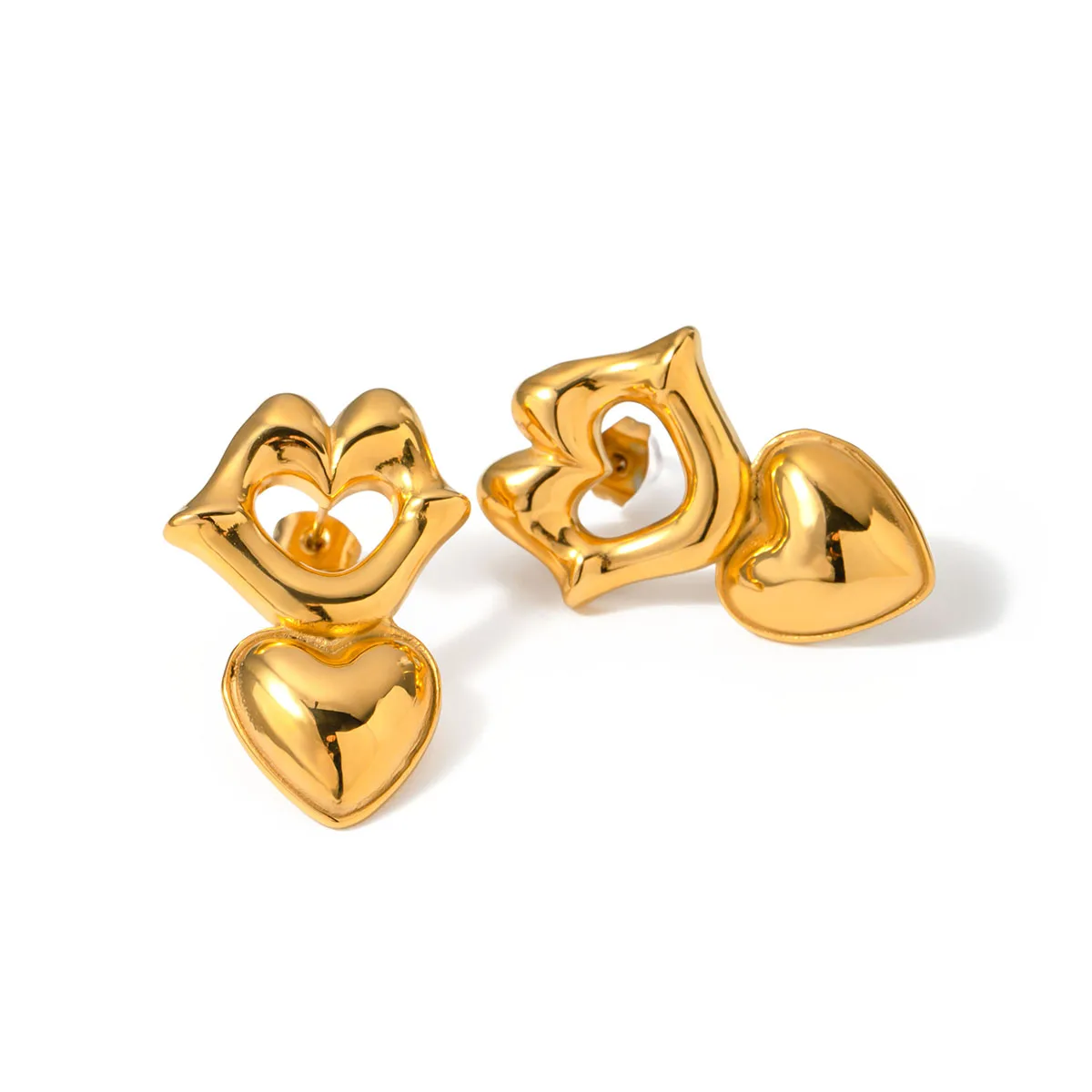 Elegant Gold Stainless Steel Stud Earrings 5 Elegant Gold Stainless Steel Stud Earrings - Image 5