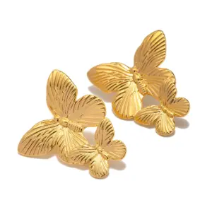 Stainless Steel Gold Butterfly Earrings 10 S9dfdb25eacdb48638ae053ff6ec19132t