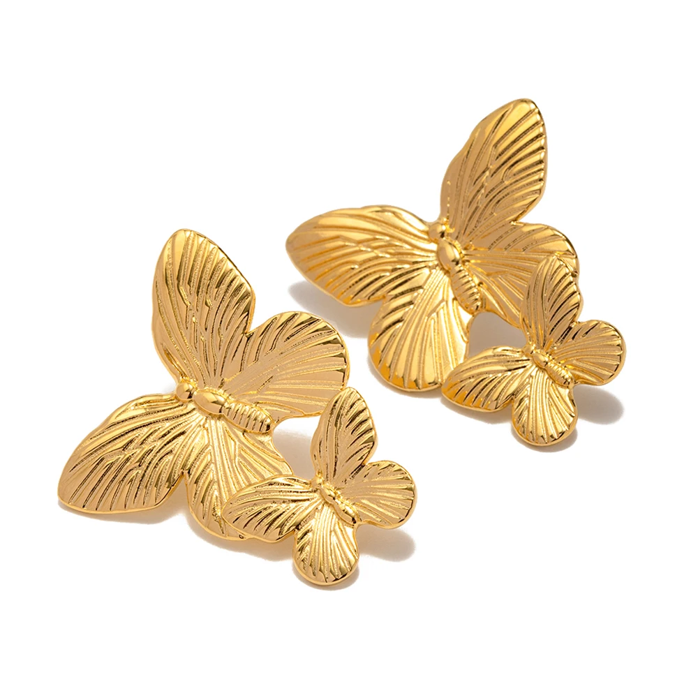 Stainless Steel Gold Butterfly Earrings 5 Stainless Steel Gold Butterfly Earrings - Image 5