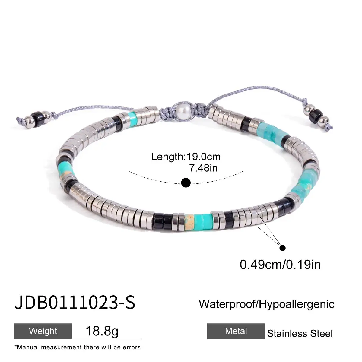 Unisex Stainless Steel Beaded Chain Bracelet 7 Unisex Stainless Steel Beaded Chain Bracelet - Image 7