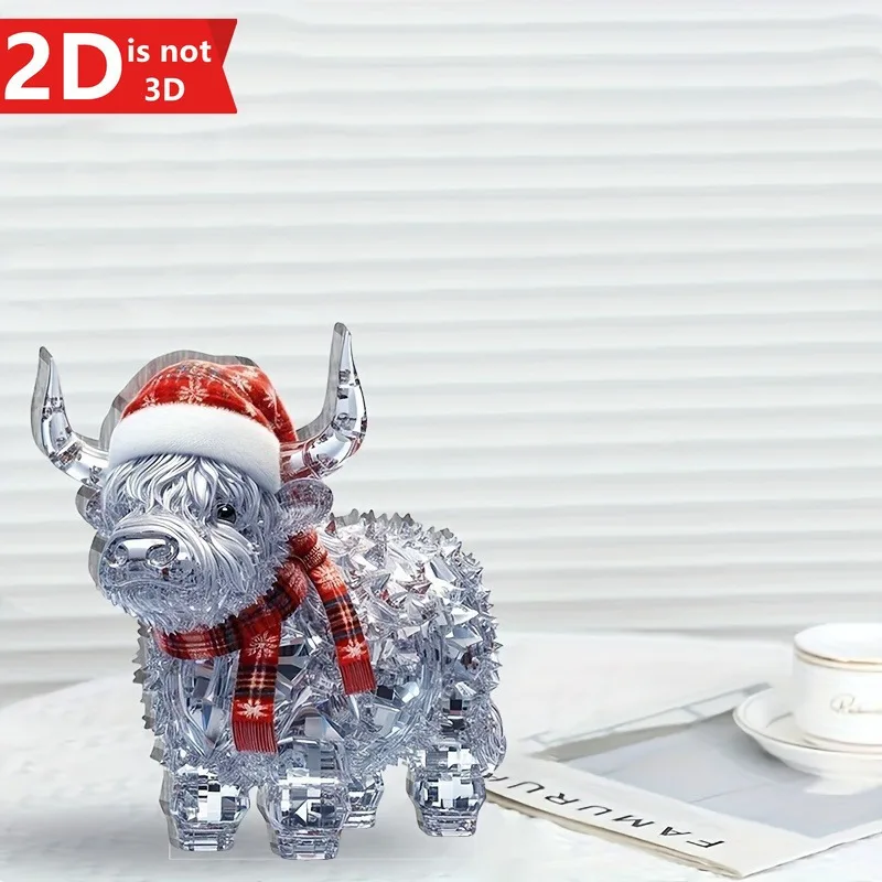 Highland Cow Christmas Figurine in Crystal Finish 5 Highland Cow Christmas Figurine in Crystal Finish - Image 5