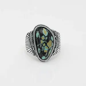 Vintage Silver Flower Ring with Imitation Turquoise 6 S9e55c68c674a418abf39438f6f986d69y