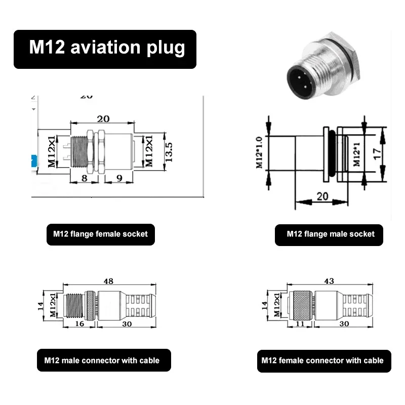 M12 Aviation Connector Set for Industrial Use 2 M12 Aviation Connector Set for Industrial Use - Image 2