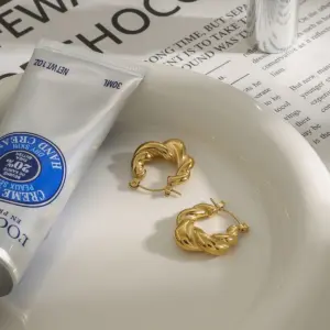 Gold-Tone Stainless Steel Croissant Earrings 12 S9e6262def8fe4d91bb39e160178ca95fx