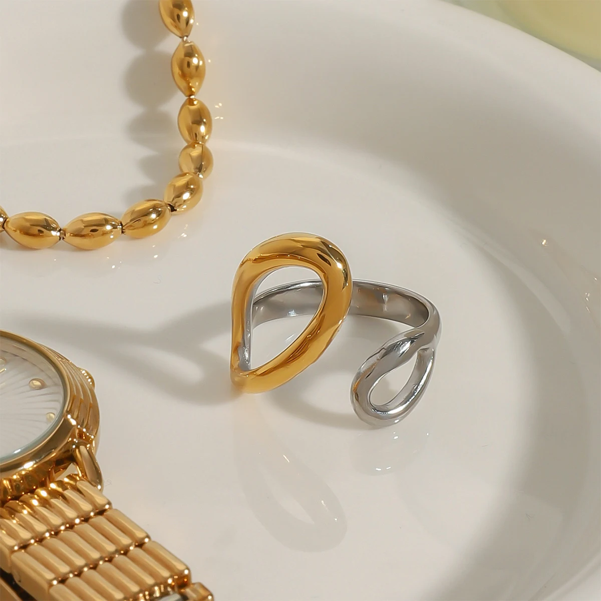 Stainless Steel Gold and Silver Women's Ring 5 Stainless Steel Gold and Silver Women's Ring - Image 5