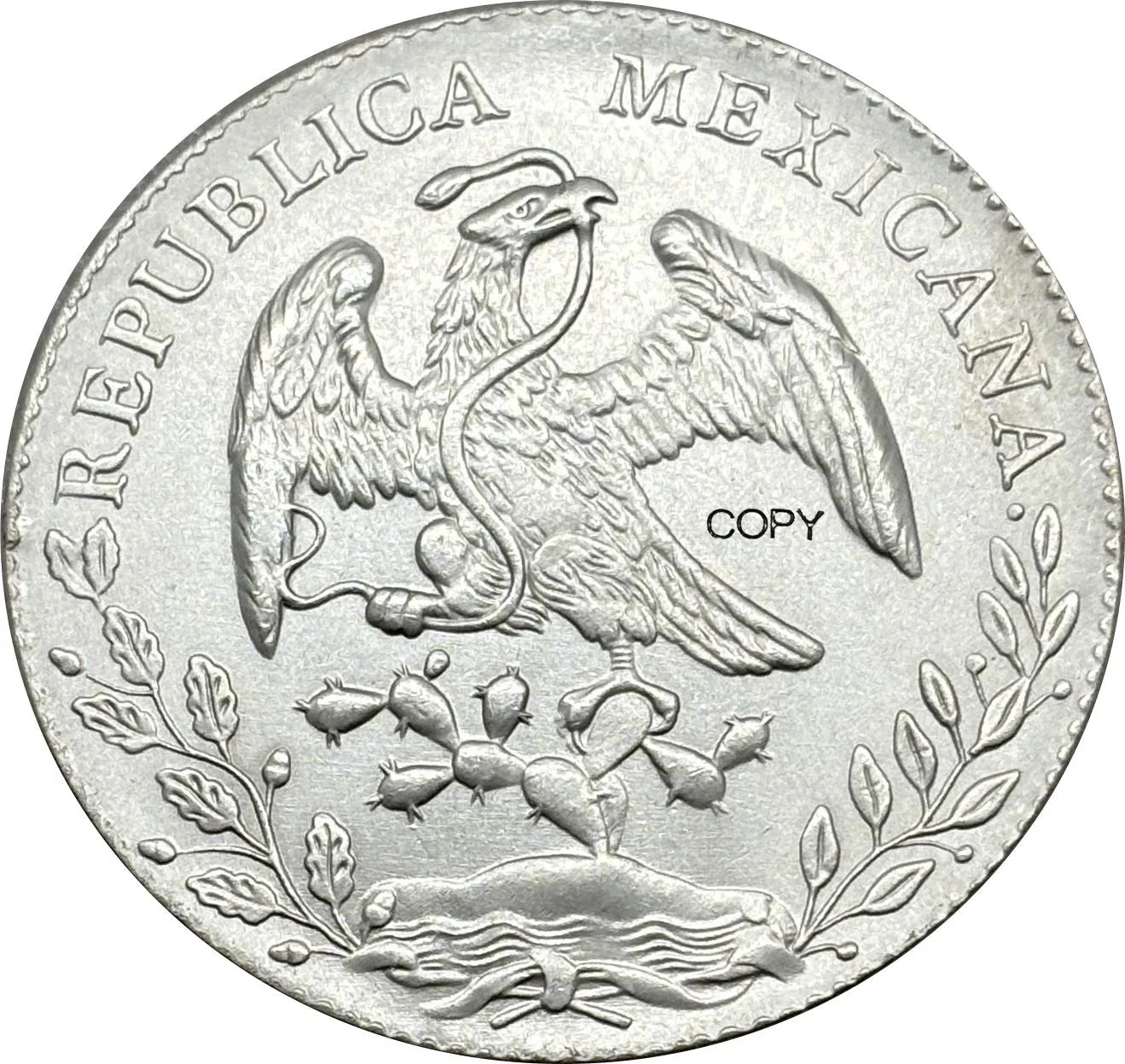 Mexican 1891 AM 8 Reales Replica Coin 4 Mexican 1891 AM 8 Reales Replica Coin - Image 4