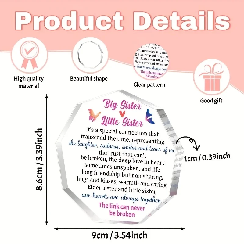 Acrylic Sister Bond Plaque with Butterfly Designs 3 Acrylic Sister Bond Plaque with Butterfly Designs - Image 3