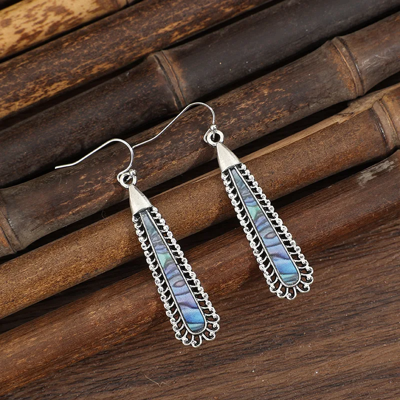 Vintage Silver Drop Earrings with Multicolour Inlay 6 Vintage Silver Drop Earrings with Multicolour Inlay - Image 6