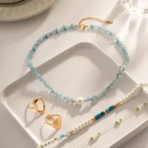 Ocean Blue Stone Pearl Necklace for Women 8 S9efc00181dae44b58cf1e9daa5adf776z