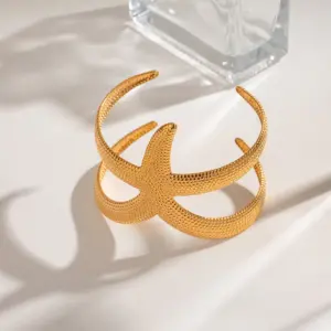 Gold Stainless Steel Starfish Cuff Bracelet 10 S9f0c23cf7e434b40ae7150c4b0228bddY