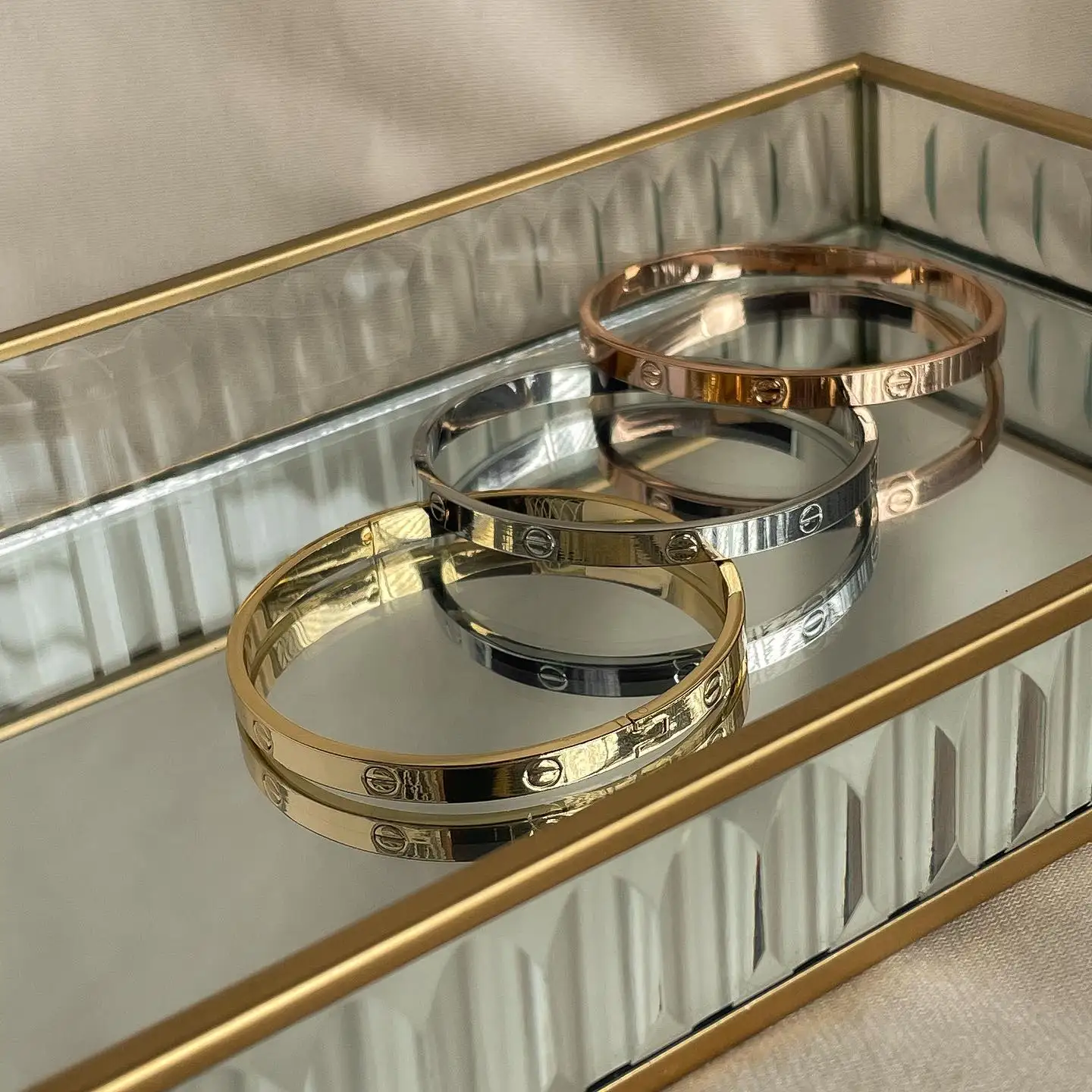 Modern Gold Stainless Steel Cuff Bracelet JDB201269 2 Modern Gold Stainless Steel Cuff Bracelet JDB201269 - Image 2