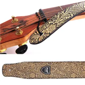 Flower Carving PU Guitar Strap (160cm x 6.6cm) 11 S9f3dc1c6302948478751e86e354d56900