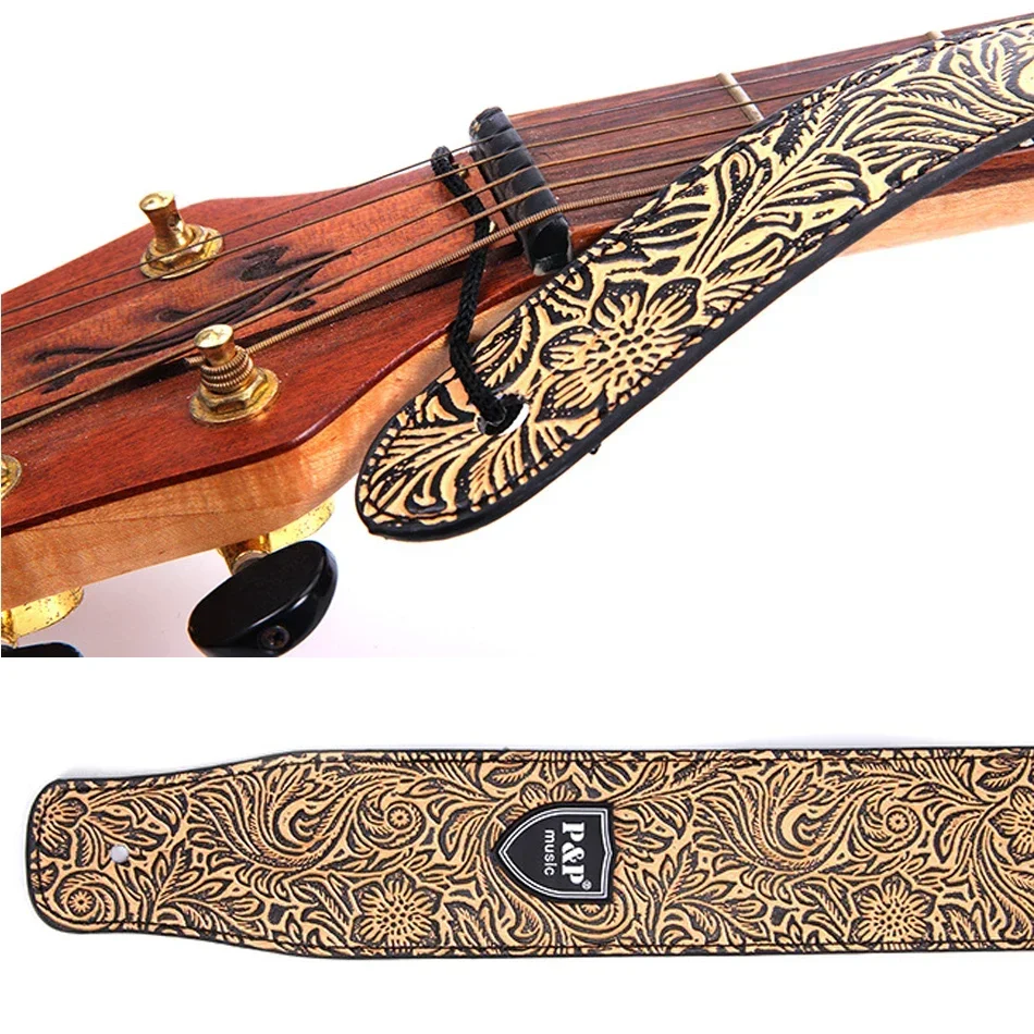 Flower Carving PU Guitar Strap (160cm x 6.6cm) 4 Flower Carving PU Guitar Strap (160cm x 6.6cm) - Image 4