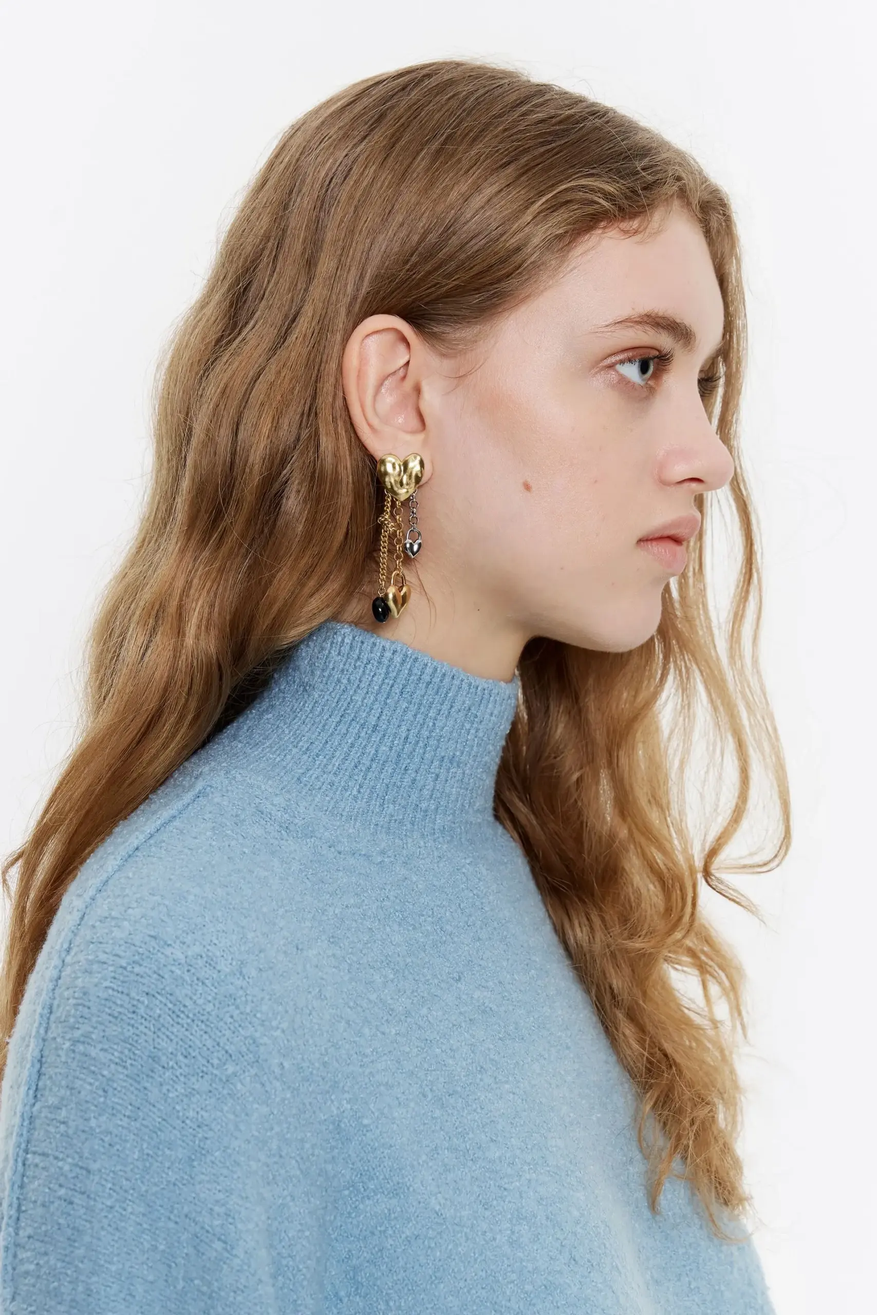 Stainless Steel Folded Heart Earrings 2 Stainless Steel Folded Heart Earrings - Image 2