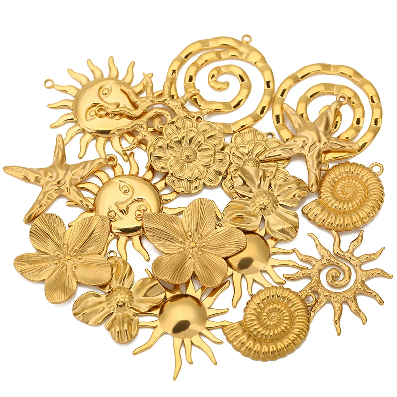 Stainless Steel Charm Set with Natural Motifs 5 Stainless Steel Charm Set with Natural Motifs - Image 5