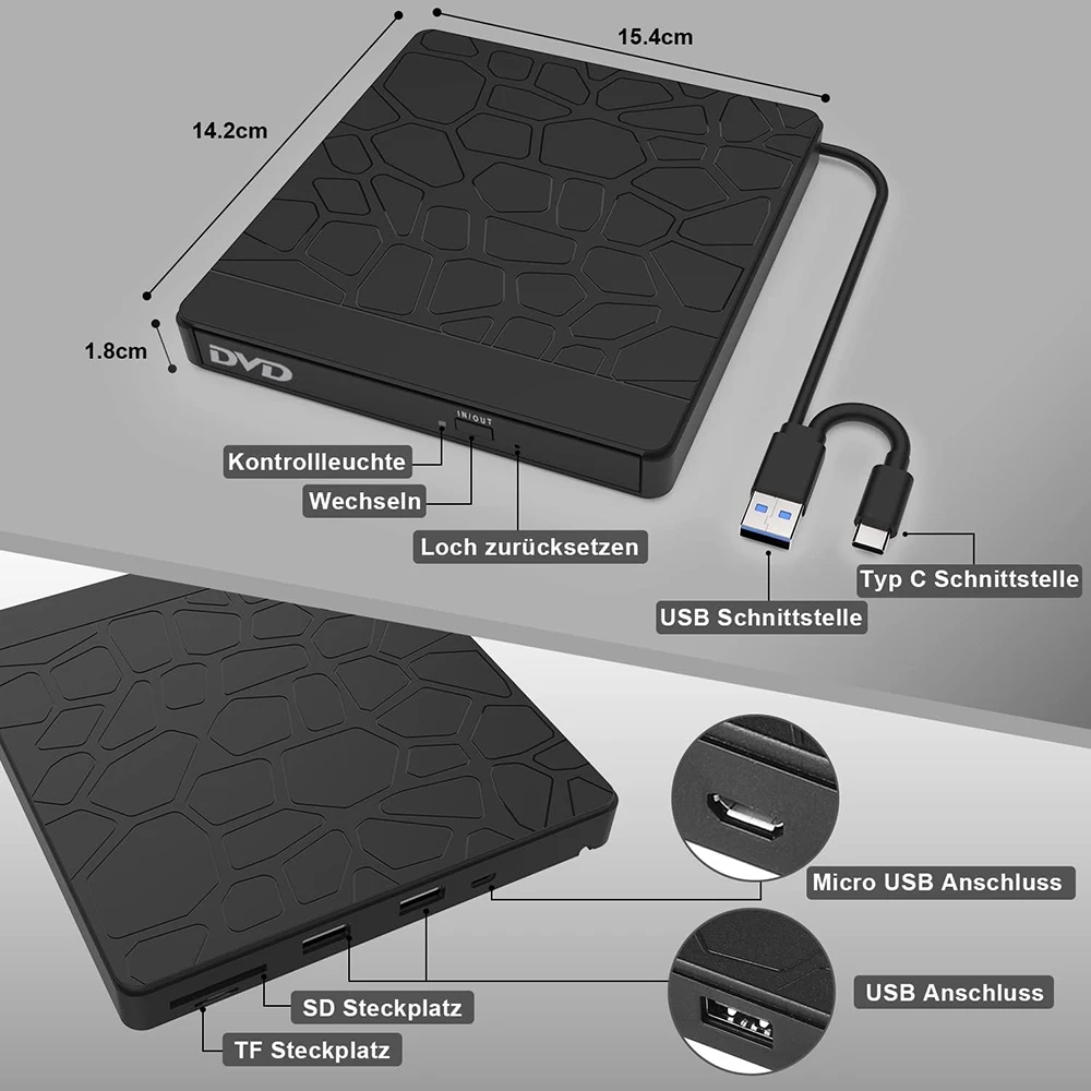 Black External Optical Drive with Multi-Function Hub 4 Black External Optical Drive with Multi-Function Hub - Image 4