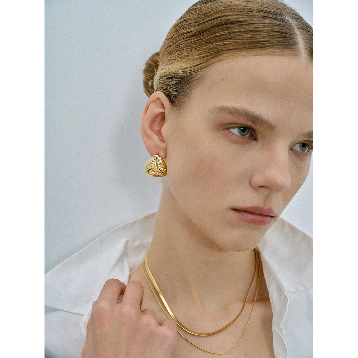 Geometric Stainless Steel Rhinestone Earrings 3 Geometric Stainless Steel Rhinestone Earrings - Image 3