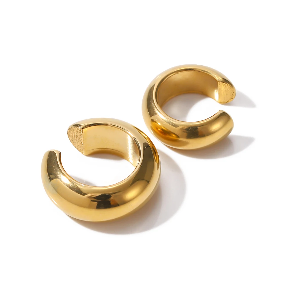 Gold Stainless Steel C-Shaped Clip Earrings 7 Gold Stainless Steel C-Shaped Clip Earrings - Image 7