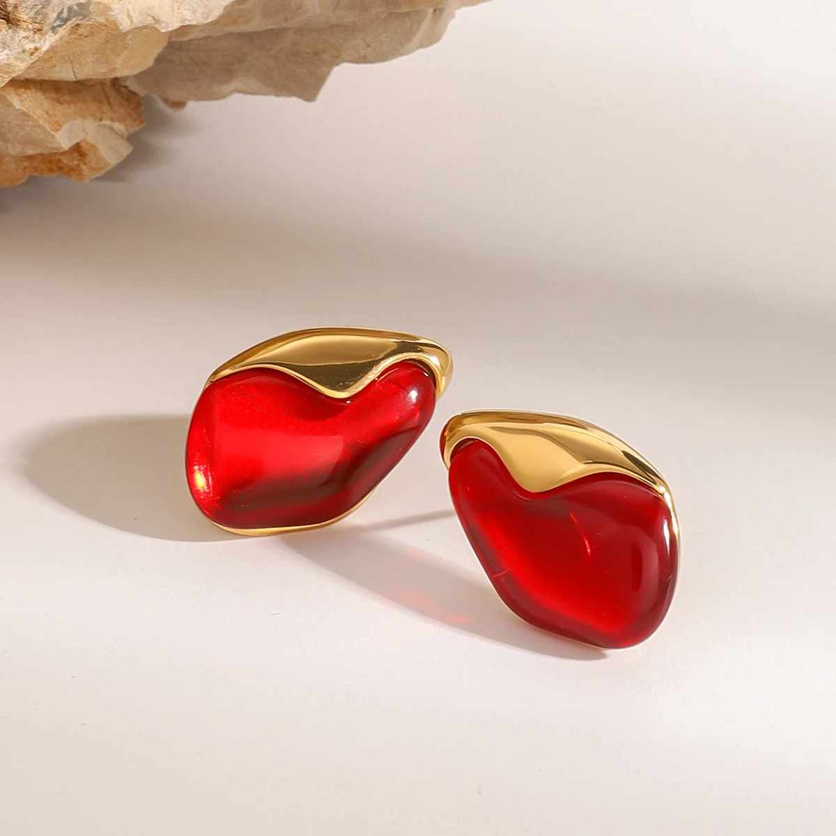 Stainless Steel Red Water Drop Earrings 3 Stainless Steel Red Water Drop Earrings - Image 3