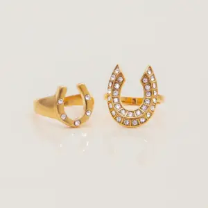 Stainless Steel Gold-Tone Zirconia U-Shaped Ring 13 S9fdafc144c2e44e0966956f4752bba22w