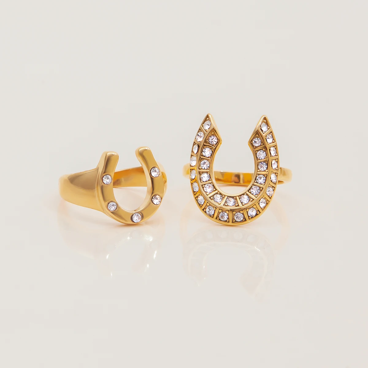 Stainless Steel Gold-Tone Zirconia U-Shaped Ring 6 Stainless Steel Gold-Tone Zirconia U-Shaped Ring - Image 6