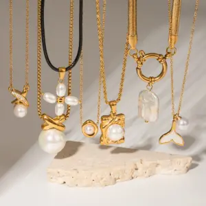 Elegant Stainless Steel Gold Pearl Necklace 11 S9fdef9f6c9c047babf4fac1f22d12934n