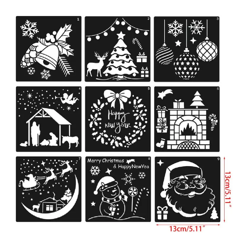 Christmas Holiday Scene Stencil Set 12 pcs 6 Christmas Holiday Scene Stencil Set 12 pcs - Image 6