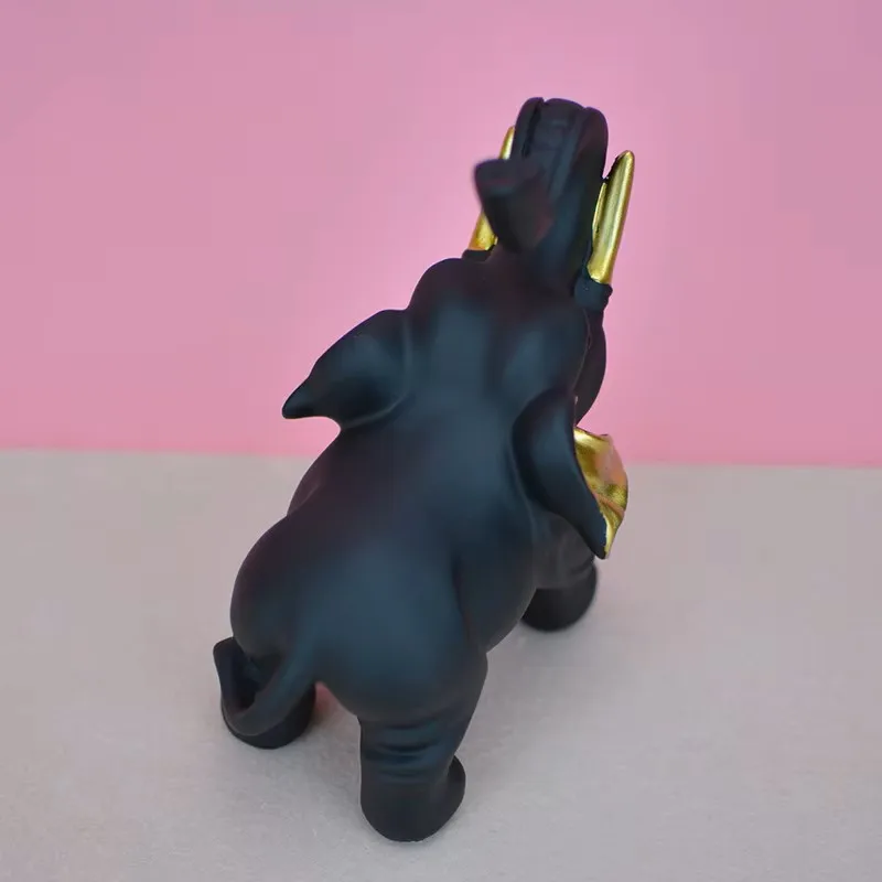 Elegant Black and Gold Lucky Elephant Figurine 5 Elegant Black and Gold Lucky Elephant Figurine - Image 5