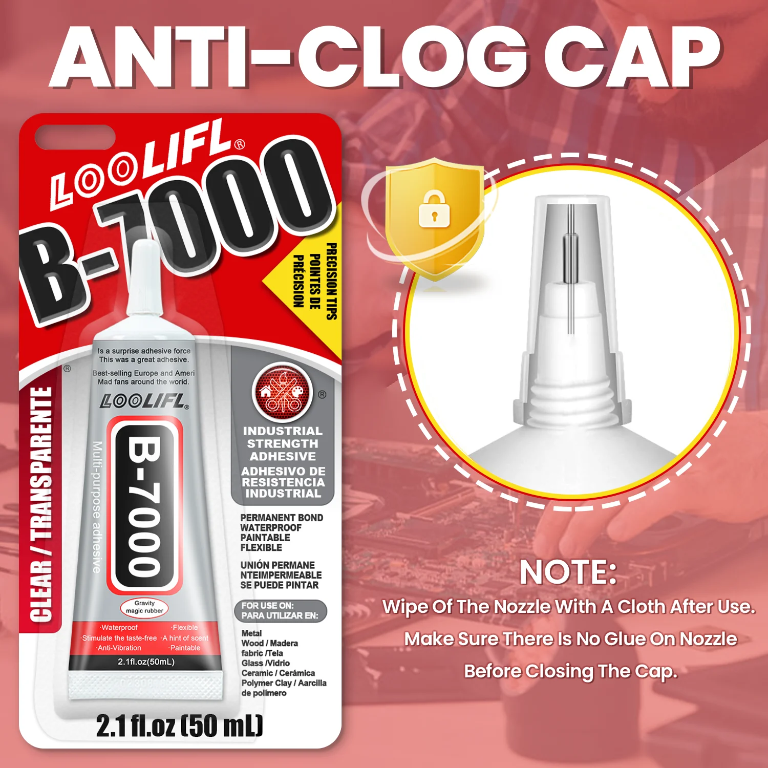 LOOLIFL B7000 Super Glue 50ml for Multi-Material Bonding 5 LOOLIFL B7000 Super Glue 50ml for Multi-Material Bonding - Image 5