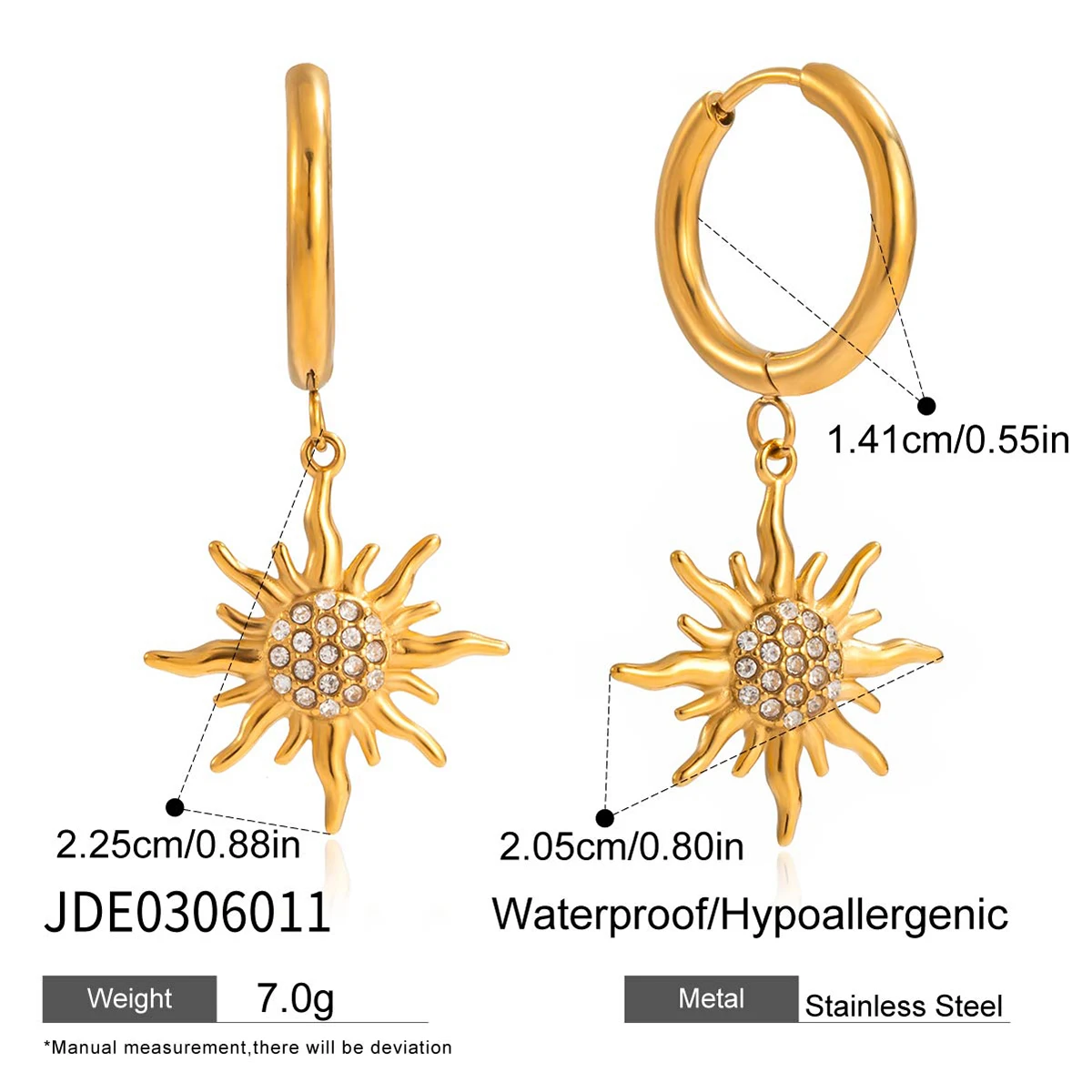 Stainless Steel Sunburst Hoop Earrings 7 Stainless Steel Sunburst Hoop Earrings - Image 7