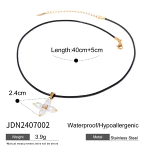 Elegant Stainless Steel Gold Pearl Necklace 18 Sa01f4d144f3e43f3bef92aed117f51e4K