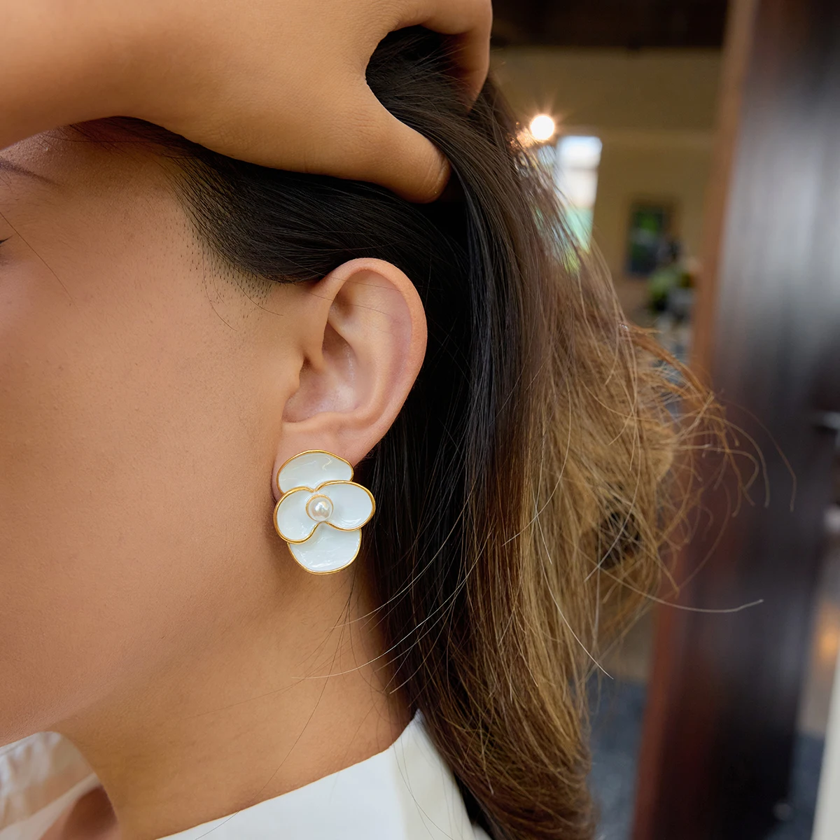 Elegant Stainless Steel Floral Drop Earrings 2 Elegant Stainless Steel Floral Drop Earrings - Image 2