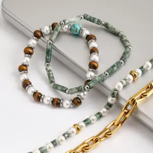 Unisex Stainless Steel Beaded Chain Bracelet 15 Sa068ed74559341beb4d8599be221c1f6t