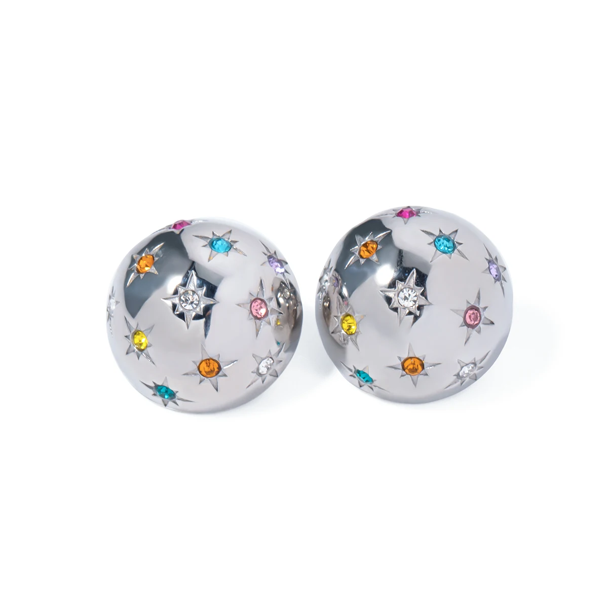 Colorful Star and Half-Ball Stainless Steel Earrings 7 Colorful Star and Half-Ball Stainless Steel Earrings - Image 7