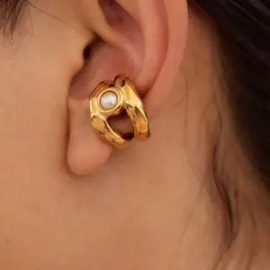 Elegant Gold Pearl Stainless Steel Earrings 10 Sa0c30cc7dc524bbfb0d905860286c0c56