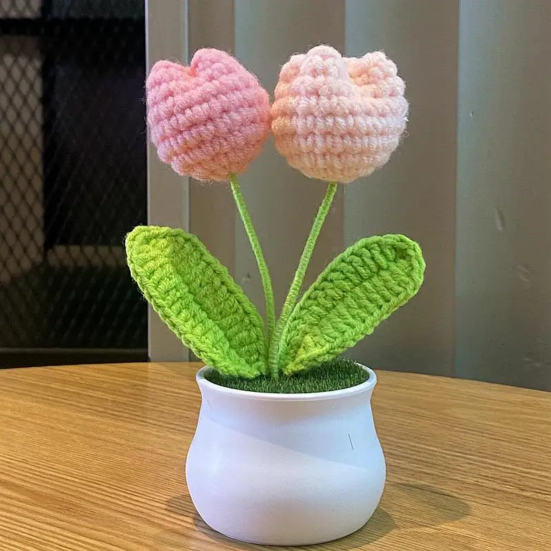 Handwoven Mini Potted Flower Set in Colorful Crochets 10 Handwoven Mini Potted Flower Set in Colorful Crochets - Image 10