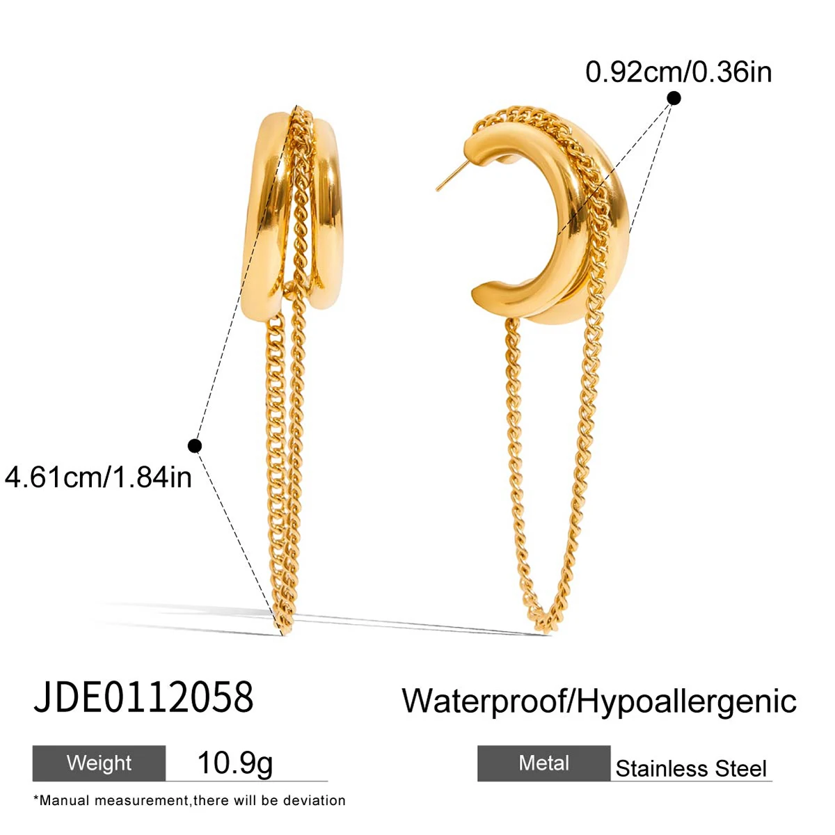 Elegant Gold Stainless Steel Drop Earrings 6 Elegant Gold Stainless Steel Drop Earrings - Image 6