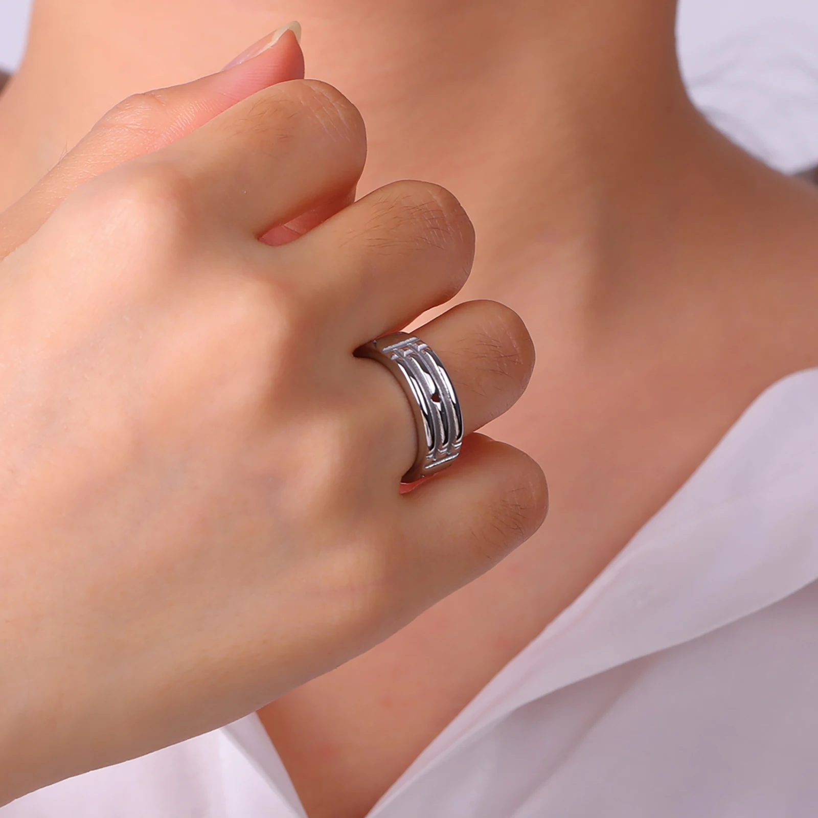 Unisex Stainless Steel Atlantis Ring 18k Gold 2 Unisex Stainless Steel Atlantis Ring 18k Gold - Image 2